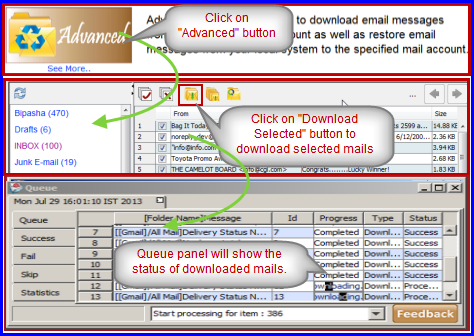 backup selected messages from IMAP account