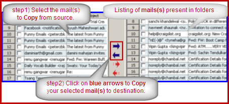 copy selected email in imap account