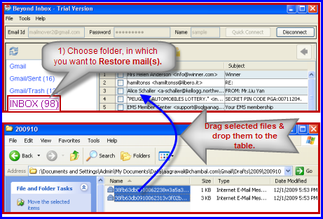 process to restore email to IMAP account