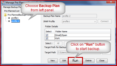 choose backup plan to backup email