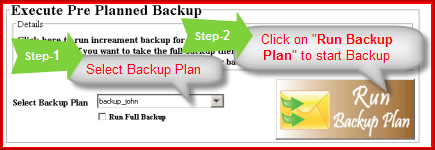select backup plan to backup email
