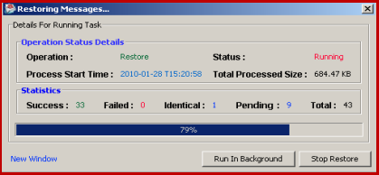 progress bar for restore email to imap