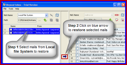 restore email from copy move panel